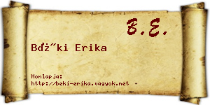 Béki Erika névjegykártya
