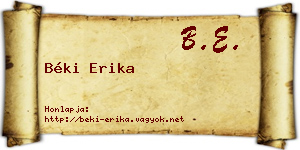 Béki Erika névjegykártya